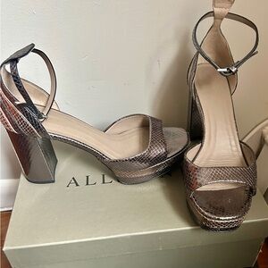 All Saints gunmetal and gold Snakeskin Heels